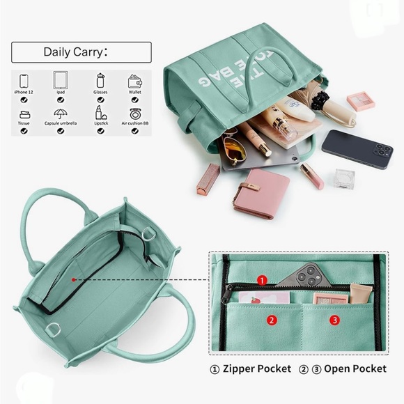 The Tote Bag, Mint Green, Medium - Picture 5 of 8